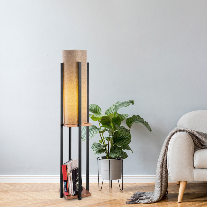 Lampe sur pied colonne 9,83 "Cawe, Brun, Bronze