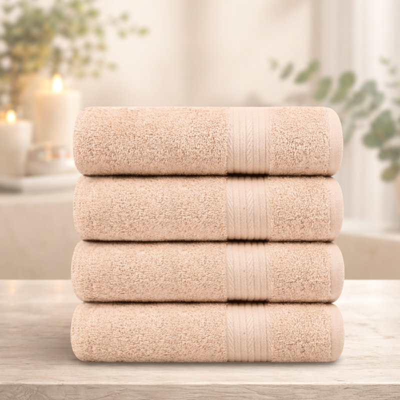 Ensemble de serviettes 100% coton super doux et absorbant Como, Beige, Serviettes de bain - paquet de 4