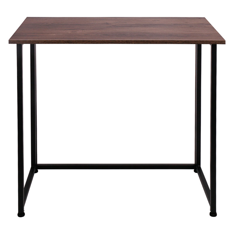 Metal Base Computer Writing Desk, Dark Brown/Black