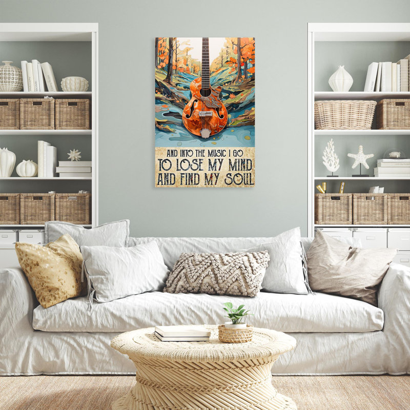 «Guitare et la musique sur toile», H 36 po x l 24 po x P 1,25 po