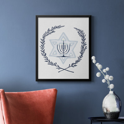 «Happy Hanukkah I», toile encadrée de qualité supérieure - prête à être accrochée