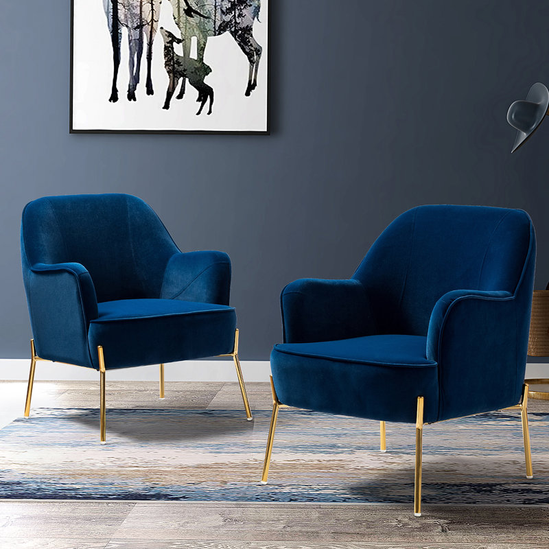 Cleo 26" Wide Contemporary Chair with Recessed Arms, Navy