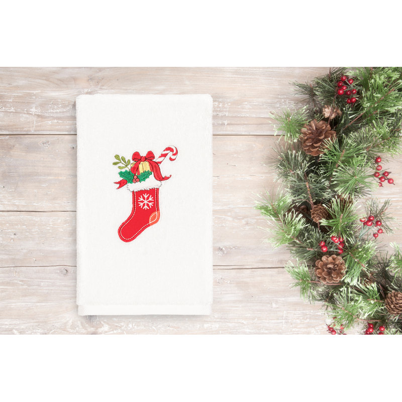 Christmas Midweight Hand Towel, White