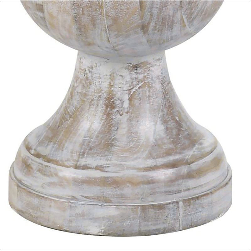 Table d'appoint piédestal blanc délavé, Ivoire ivoire
