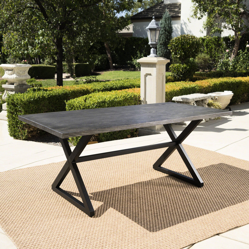 Table de salle à manger d'extérieur avec structure en aluminium et en acier, gris / noir - s'adapte à la structure du patio, de la cour, du jardin et du style de vie des utilisateurs