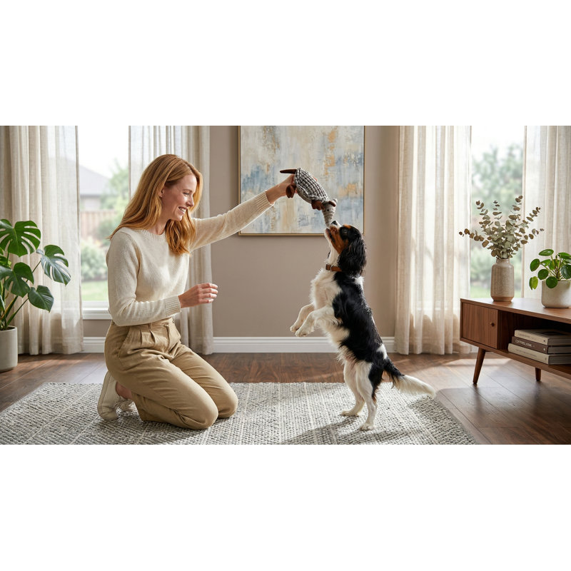 Jouet pour chien pelucheux pelucheux de 8 pouces tressé gris, aide à nettoyer les dents, pour les petites et les grandes races