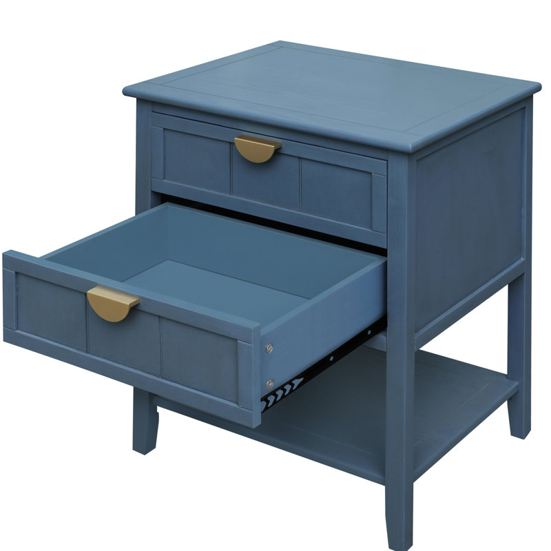 Table d'appoint American Style 2, idéale pour la chambre à coucher, le salon et la salle d'étude. Capacité de charge de 130 livres. Combiné avec de l'artisanat. Teint manuellement pour intensifier le grain de bois. Glissière de tiroir préinstallée