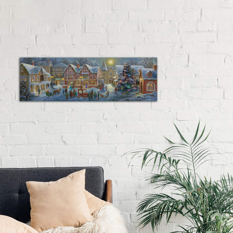Christmas Village by Nicky Boehme - Panoramic Painting on Canvas, 152.4 cm H x 50.8 cm W x 1.91 cm D, No Frame