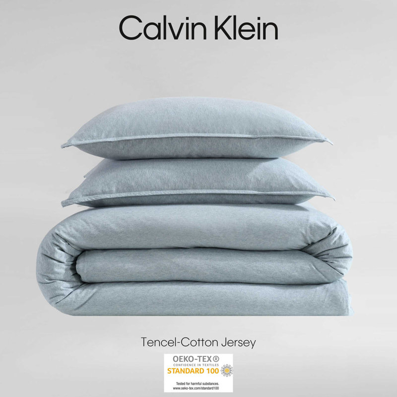 Calvin Klein Modern Cotton Melange Solid Comforter Set, King Comforter +  2 King Shams, Blue