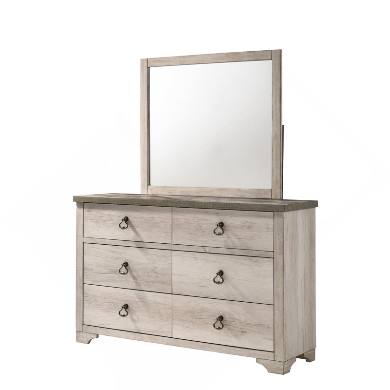 Commode 6 tiroirs style vieilli 1Pc, Naturel