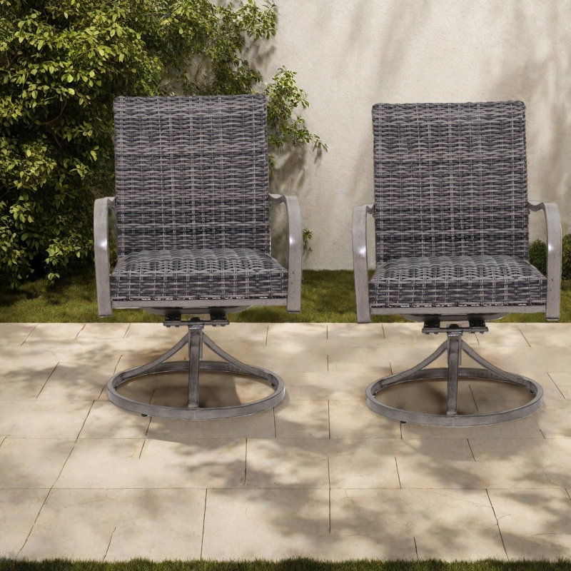 Chaises de patio pivotantes durables, conception en osier d'acier pour les rassemblements extérieurs