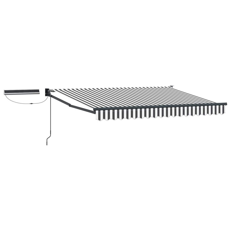 VidaXL Polyester Cover Retractable Patio Awning, Striped, 250cm W x 200cm D, White/Anthracite/Black