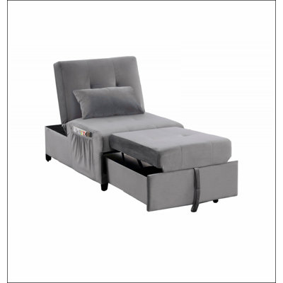 Velvet Adjustable Sleeper Lounge Chaise, Convertible Living Room Lounger Chaise