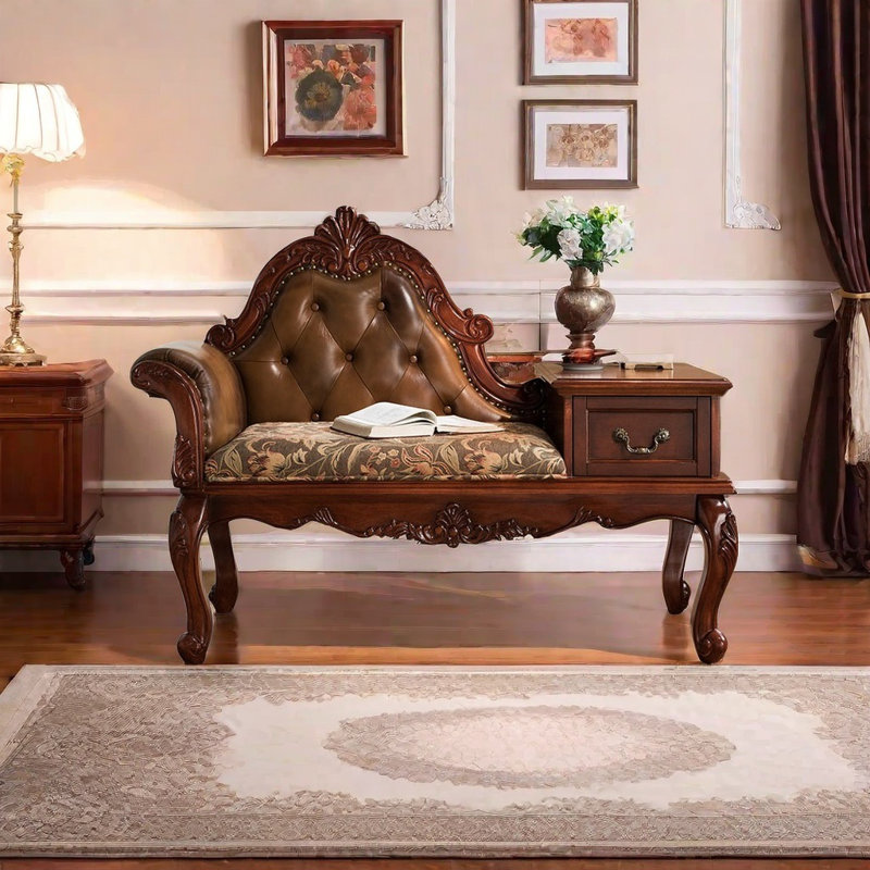 Durable Faux Leather Chaise Lounge, Left Hand Facing