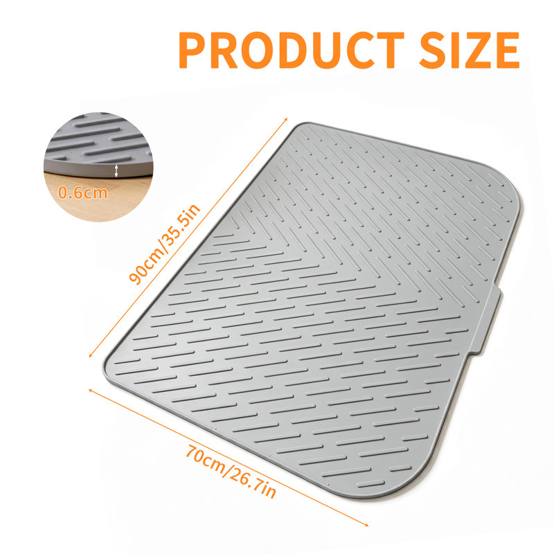 Tapis de litière extra large 90 x 68 cm, en silicone imperméable, pour plusieurs chats, gris, Gris