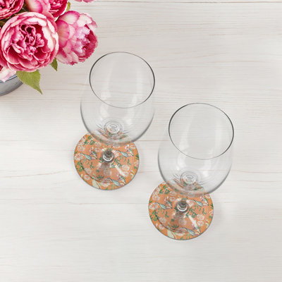 Sous-verres ronds en cuir pivoine Inspira Bellini
