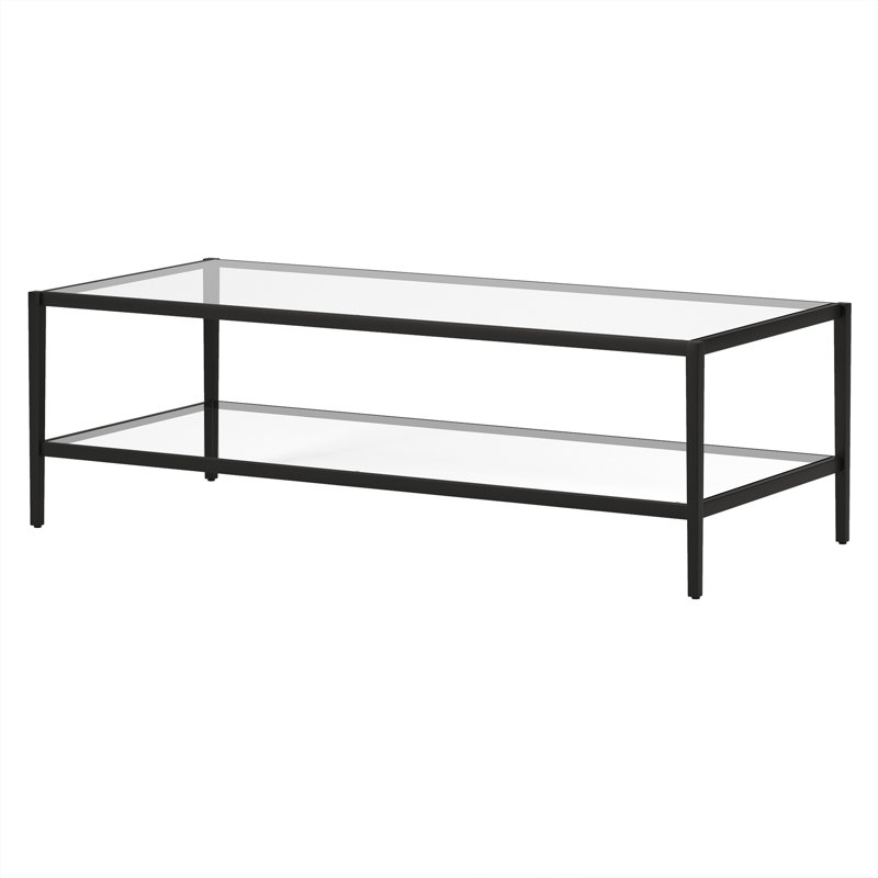 Hera Four Leg Coffee Table with Storage, 43.2 cm H x 137.2 cm W x 61 cm D, Blackened Bronze