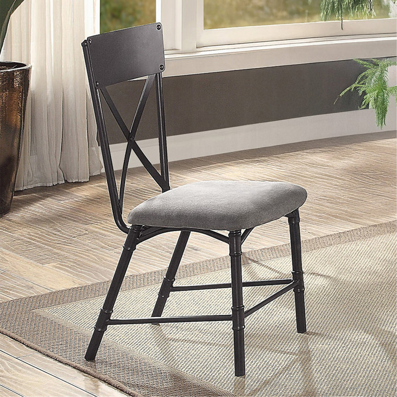 Chaise d'appoint (lot de 2), tissu gris, finition chêne et sable noir