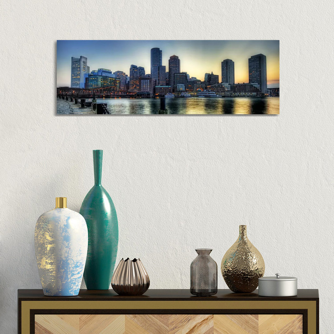 Boston Skyline Cityscape - Wrapped Canvas Panoramic Print