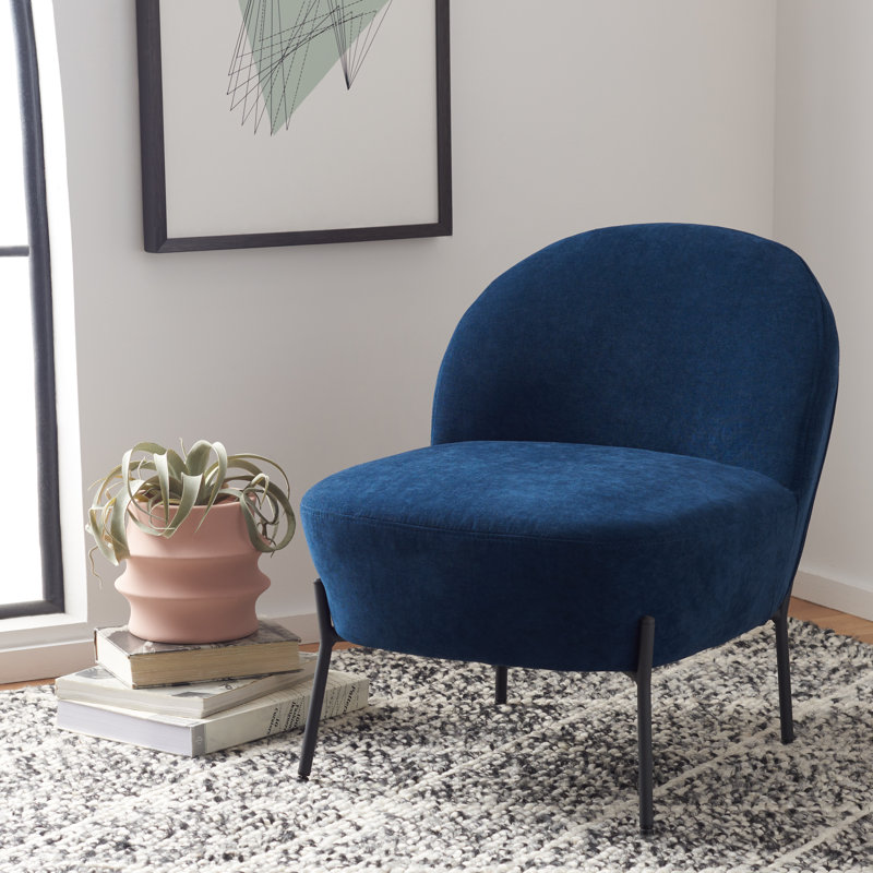 Wahaj Velvet Slipper Chair, Navy Velvet