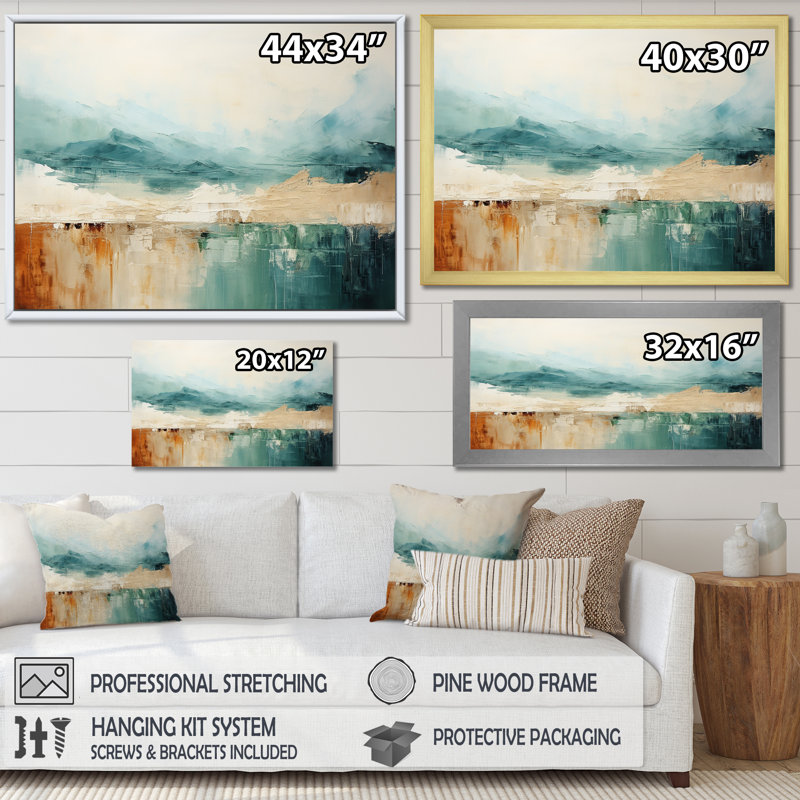 " Minimalism Harmonic Horizon Landscape ", Black Floater Framed, 24" H x 32" W x 1" D