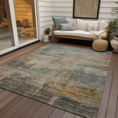 Machine Washable Indoor/Outdoor Claudian ACN1650 Sage Rug
