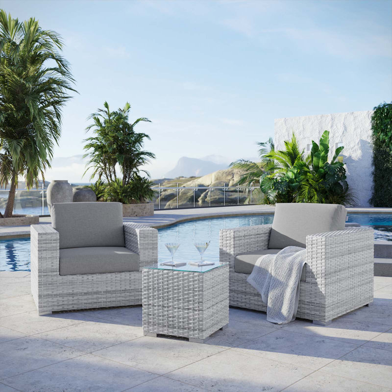 Modway Convene 3-Piece Outdoor Patio Set, Gray