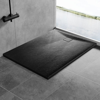 Slip-Resistance 32mm H Rectangular Black Shower Tray