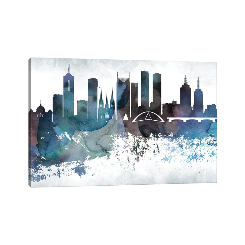 Melbourne Bluish Skylines by WallDecorAddict - Gallery-Wrapped Canvas Giclée on Canvas, 20.32 cm H x 30.48 cm W