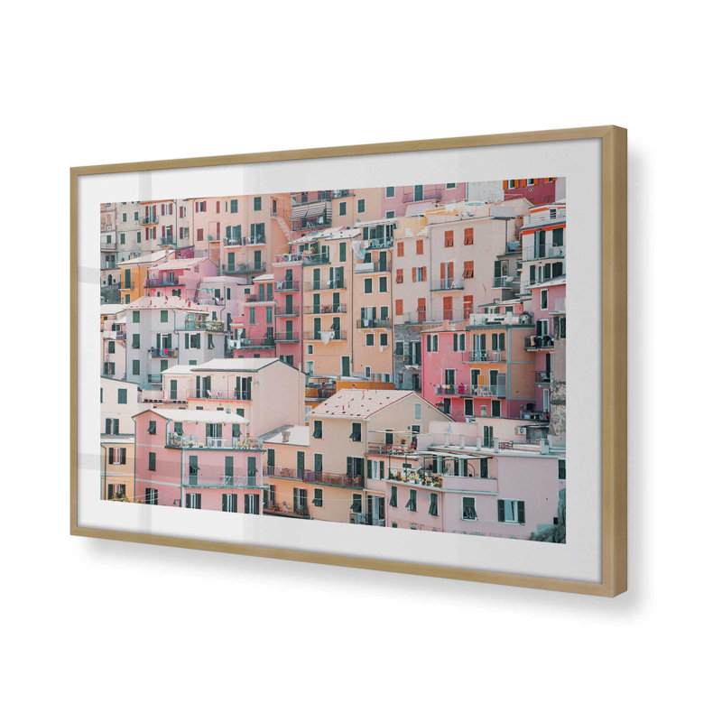 Imprimé pastel, Cadre doré brossé, H 25,25 po x l 37,25 po x P 1,25 po