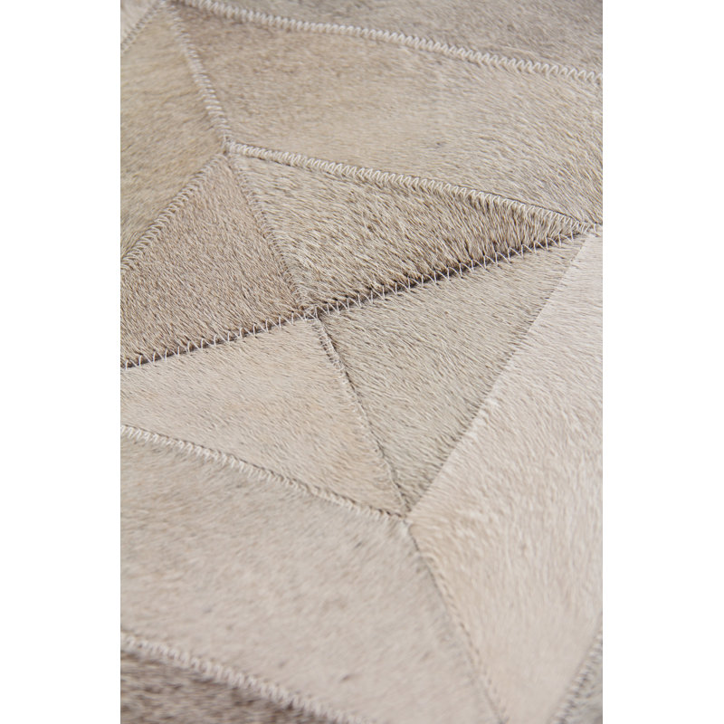 Natural Hide Cowhide Geometric Area Rug in Silver, Rectangle 11'6" x 14'6"