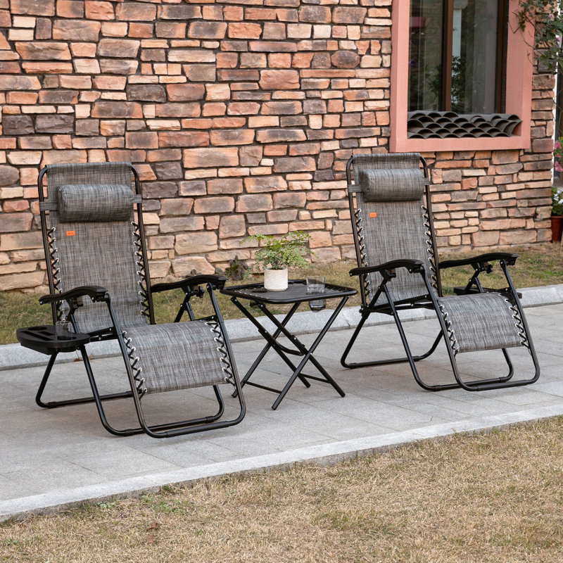 Chaise pliante Zero Gravity - Chaises confortables avec porte-gobelets pour pelouse pour événements extérieurs, structure ajustable sécuritaire pour la cour arrière, table d'appoint Beach