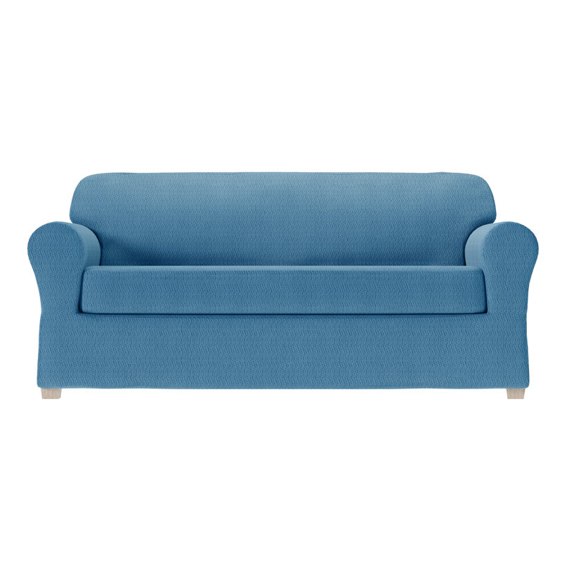 Box Cushion Sofa Slipcover, 34" H x 96" W x 38" D, Slate