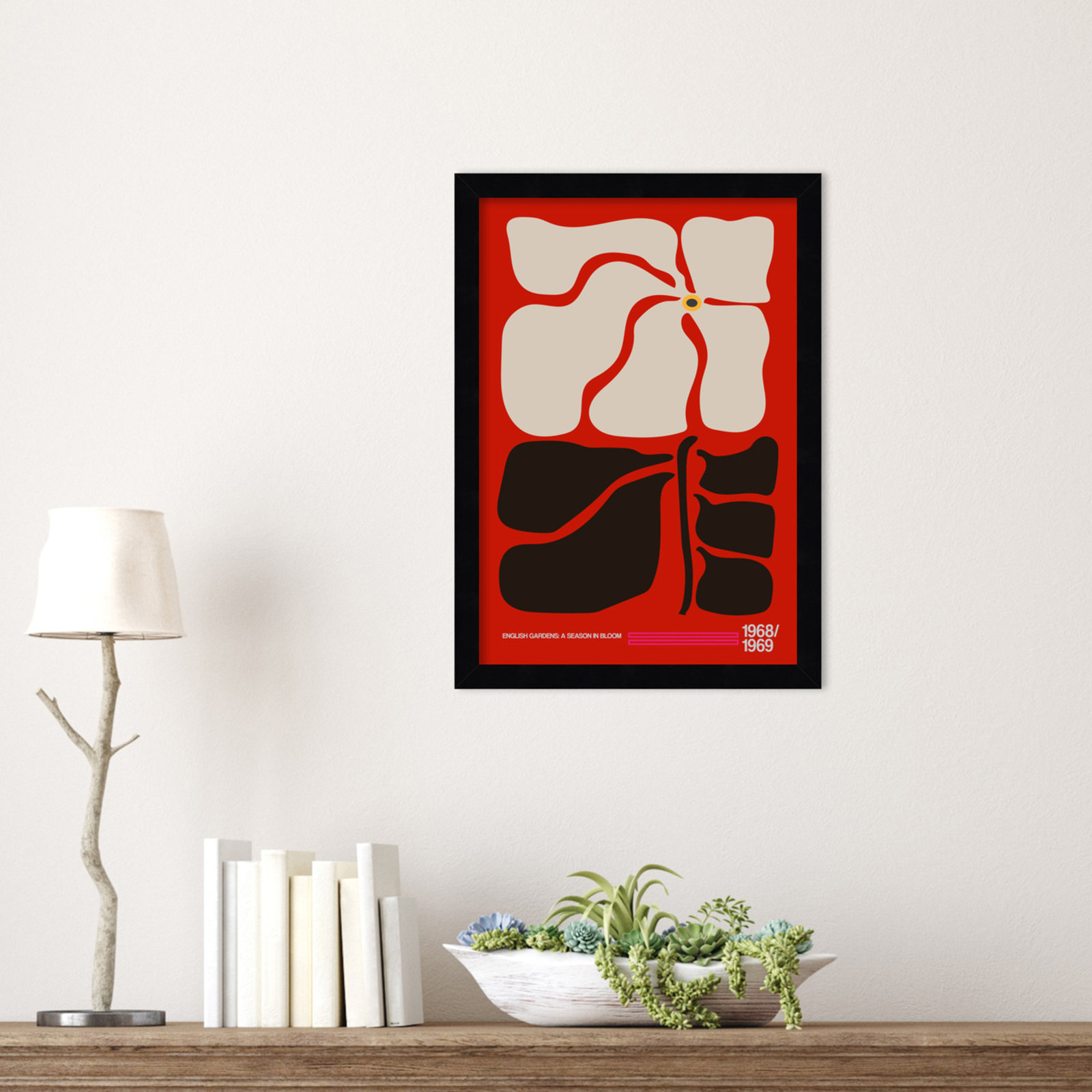 English Gardens Red by Frances Collett, 17" H x 12" W x 1" D, Black