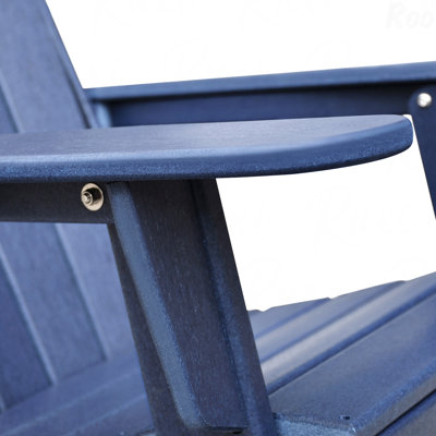 Adirondack Chair Set Navy Blue Folding Outdoor Of 2 And Table Set Hdpe All-Weather Folding Fire Pit Chair Ergonomic Design Patio Lawn Chair For Outside Deck Garden Backyardf Balcony