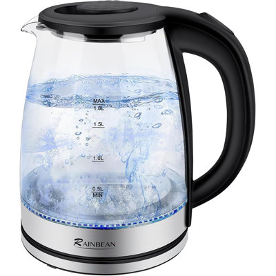 Rainbean Electric Kettle 1.8l Glass Water Boiler With Led Light & Auto Shut-off In Stainless Steel