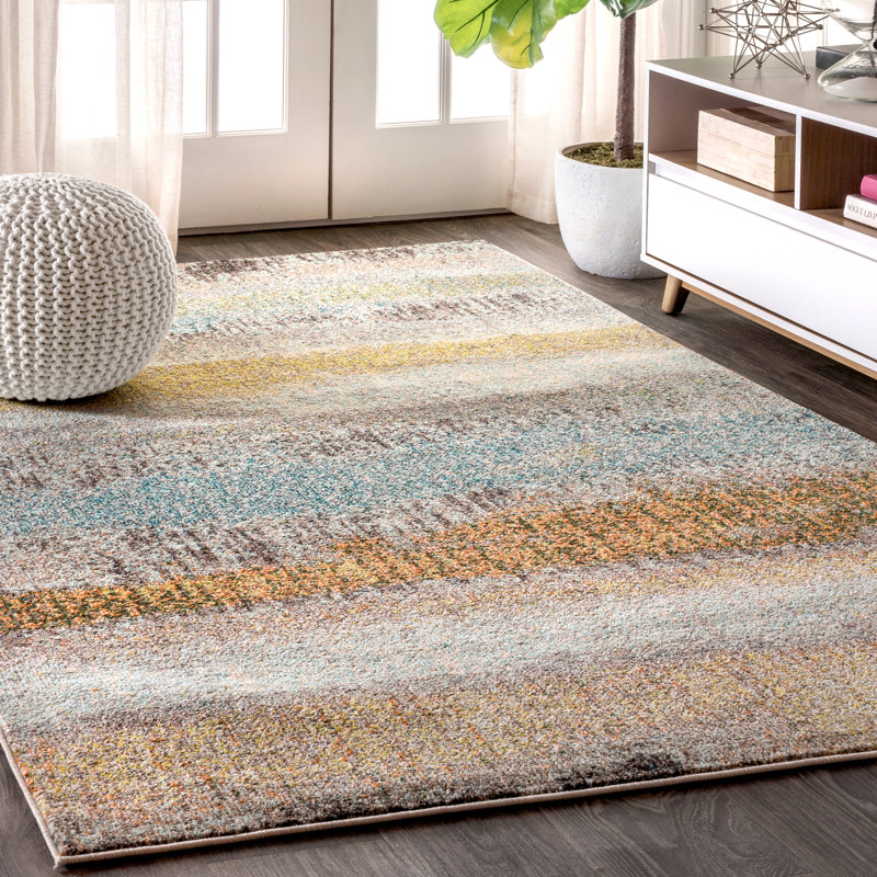 Lasley Contemporary POP Modern Abstract Vintage Cream/Yellow Rug, Rectangle 7'9" x 10'