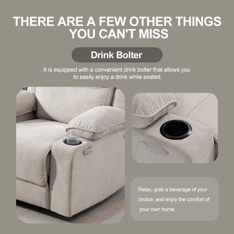 Modern Swivel and Rocking Recliner with Heating and Massage, Light Gray