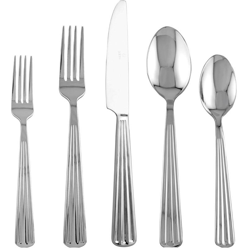 Ensemble de couverts 20 pièces en acier inoxydable pour 4, 18/8 couverts polis miroir Comprend couteaux, fourchettes, cuillères, cuillères à café et fourchettes à salade, va au lave-vaisselle