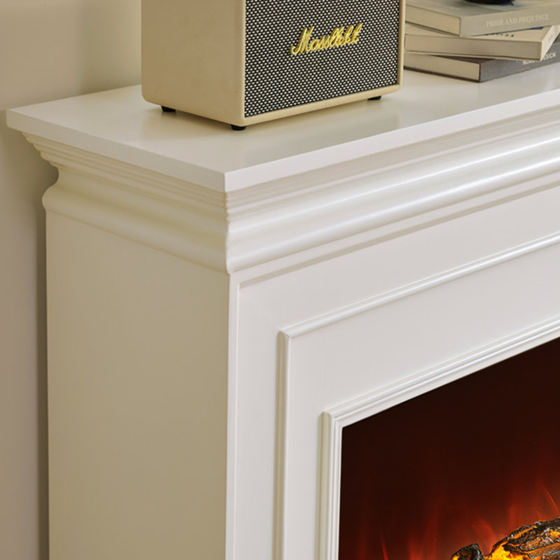 European-style electronic simulated flame decorative fireplace, 35.43" H x 39.37" W x 12.99" D, White