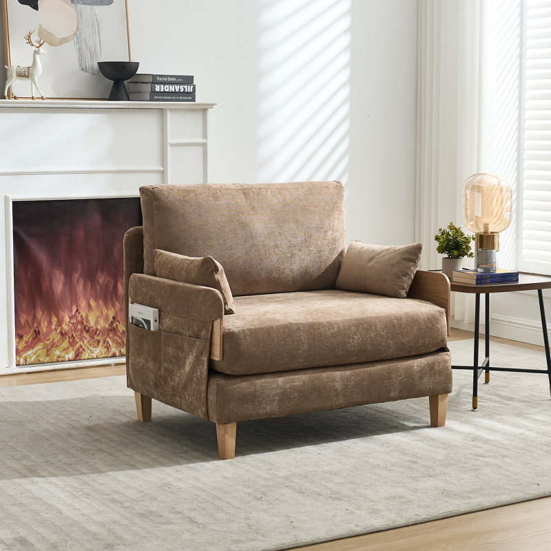 Space-Saving 3-in-1 Convertible Light Brown Sofa Bed Recliner, Mid-Century Modern Design for Small Spaces, Multi-Functional Furniture with Removable Storage Pockets