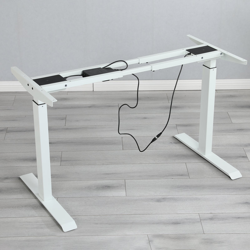 Jey Dual Motor Electric Height Adjustable Standing Desk Frame, White