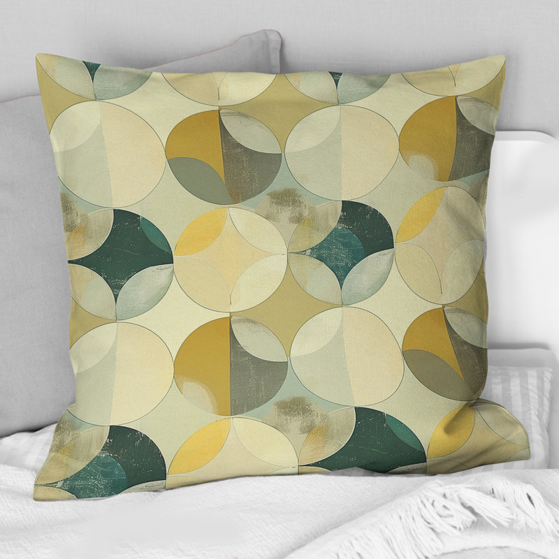 Coussin Retro Retro Ivory Midcentury Circles I - Midcentury, H 18 po x l 18 po