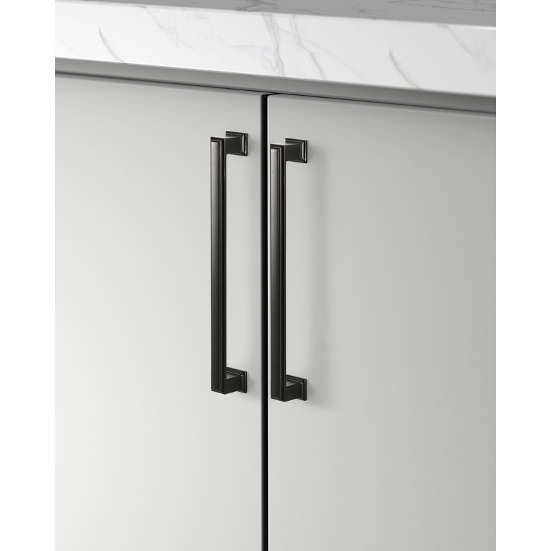 Poignée d'armoire moderne centre-à-centre de 7 1/2 po (192 mm) Octa Series (paquet de 5), Noir