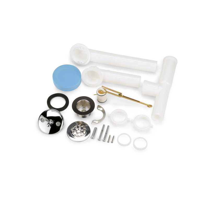 Plastic Leg Tub Drain with Overflow and Trip Lever Stopper With Polished Chrome Finish