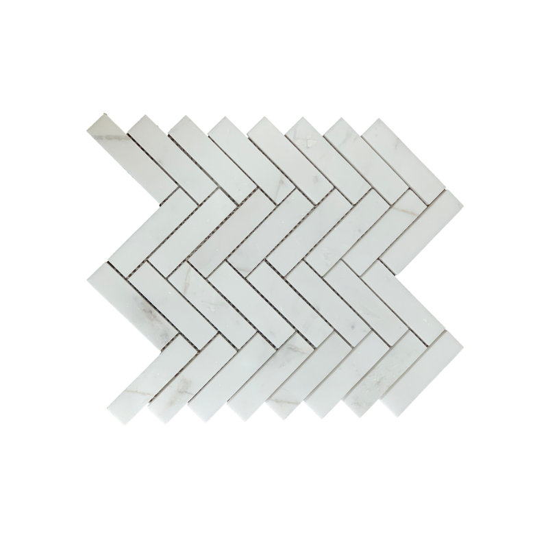 1" x 4" Marble Herringbon Mosaic Wall & Floor Tile, Polished