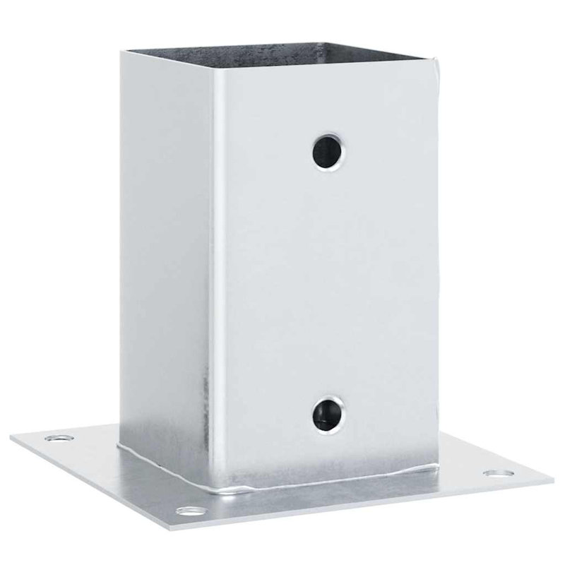 Post Bases Square 12 Pcs Anthracite Powder-Coated Steel, Silver