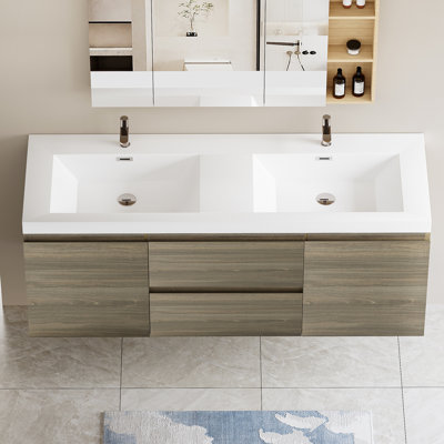 Meuble-lavabo flottant avec lavabo et meuble-lavabo