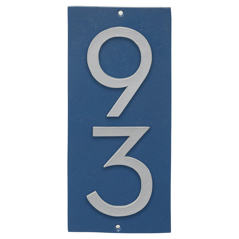 Plaque d’adresse murale sur 1 ligne flottante, Bleu mer, Argent, Oui