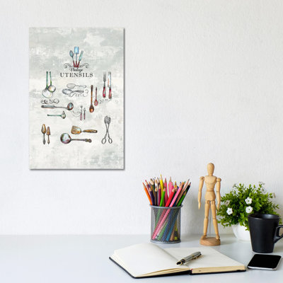 Vintage Utensils - Kitchen Wall Art by Fanitsa Petrou - Wrapped Canvas Print